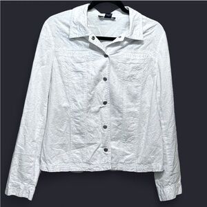Jones‎ New York White Embroidery Button-Up Lightweight 100% Cotton Jacket Size L